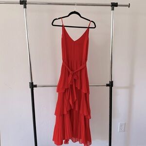 White House Black Market Red Ruffle Dress size 8